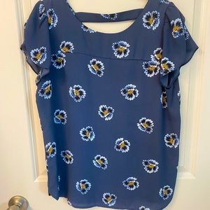 Loft Blue Blouse with Flowers